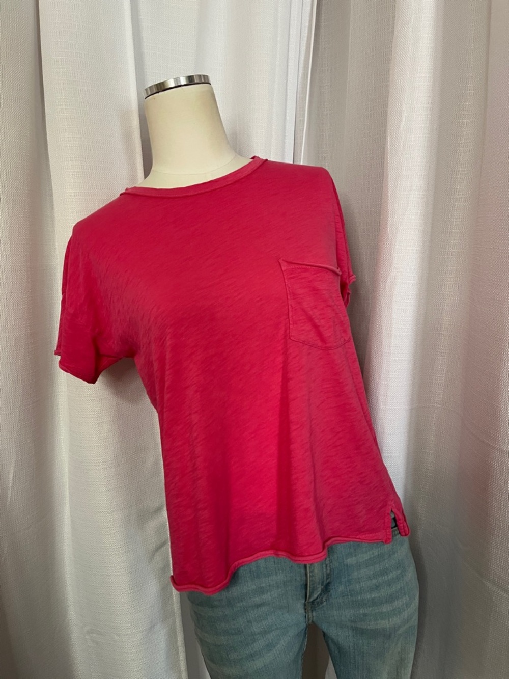 rag & bone Magenta Pima Cotton Pocket Tee